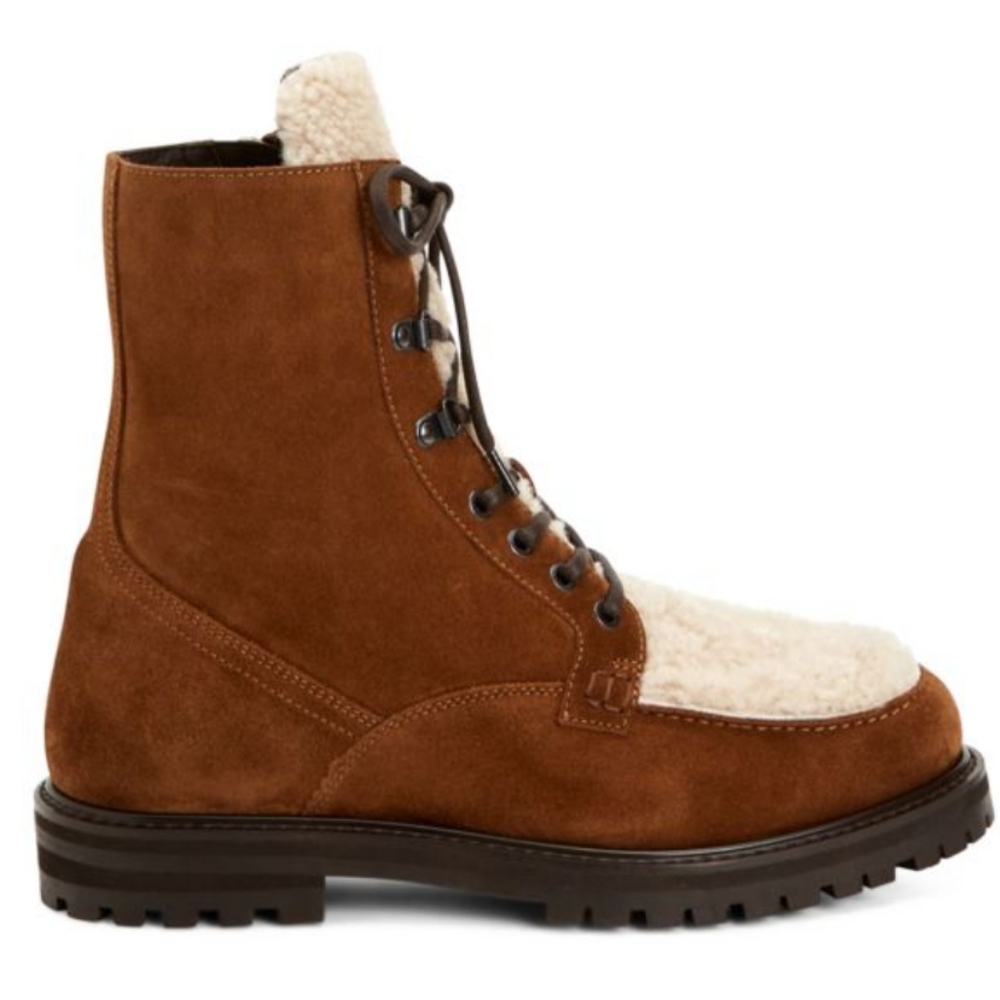 Aquatalia’s suede `Isaac’ boots Shearling Lug Sole Italian Luxury Designer #75 - Picture 6 of 12